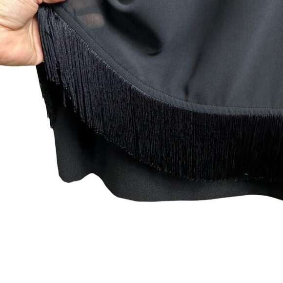 Karl Lagerfeld Paris Black Sleeveless Fringe Hem Shift Dress Size 12‎  NWOT - Picture 5 of 14